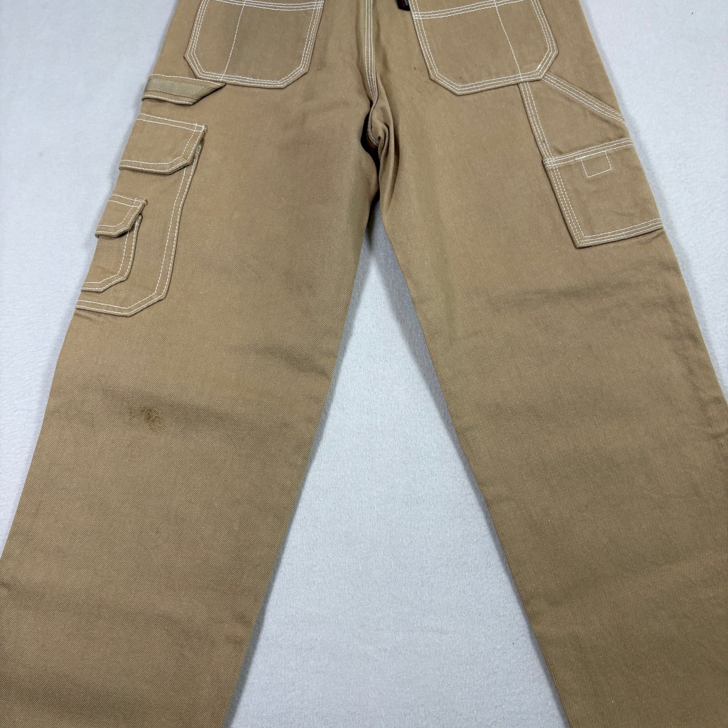 Slam Ups Mens Carpenter Pants 12x26 Tan Khaki Workwear Utility Pockets Y2K