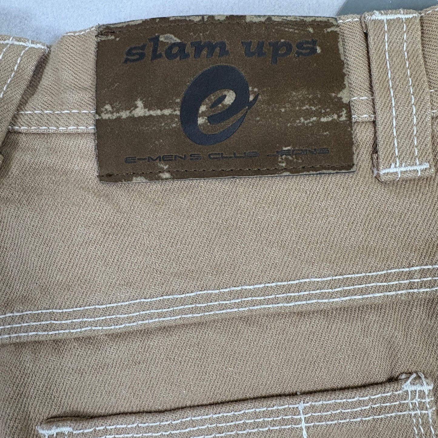 Slam Ups Mens Carpenter Pants 12x26 Tan Khaki Workwear Utility Pockets Y2K