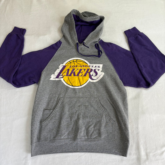 Los Angeles Lakers Hoodie Mens M Gray Purple NBA Basketball Logo Jerzees