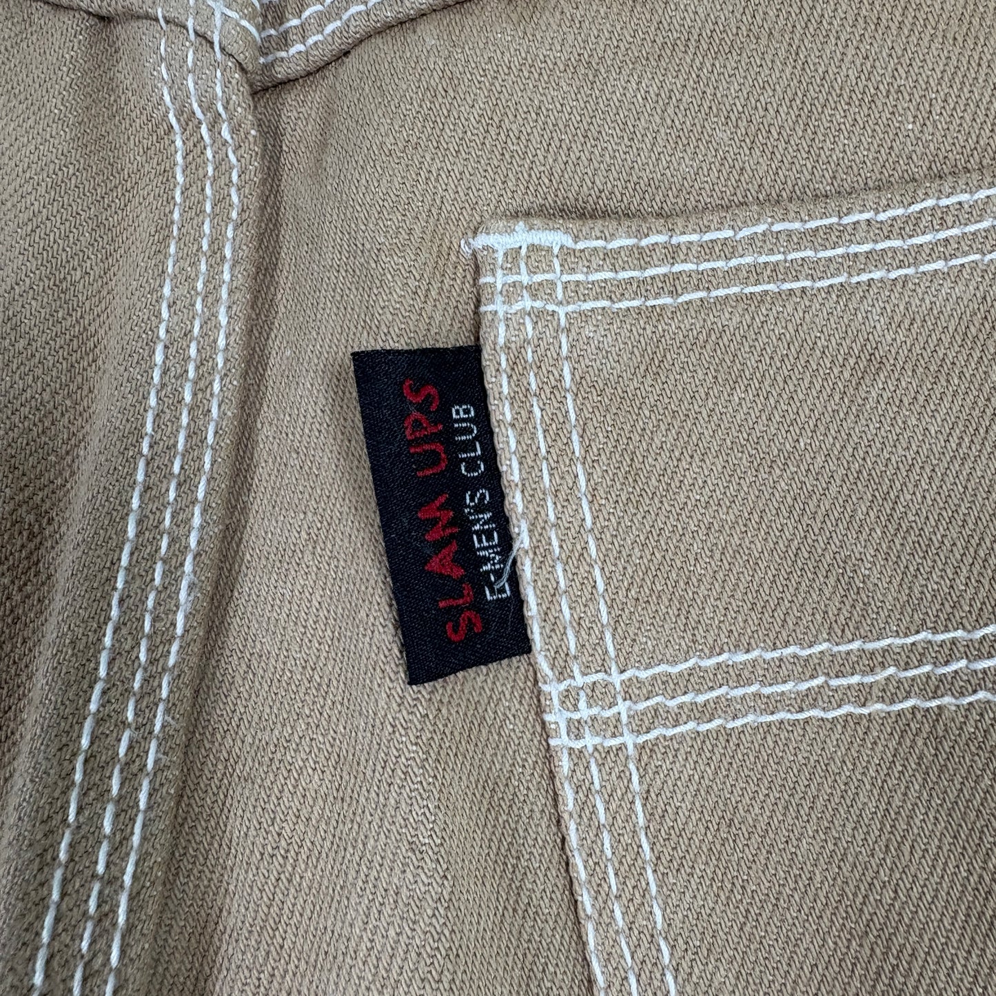 Slam Ups Mens Carpenter Pants 12x26 Tan Khaki Workwear Utility Pockets Y2K