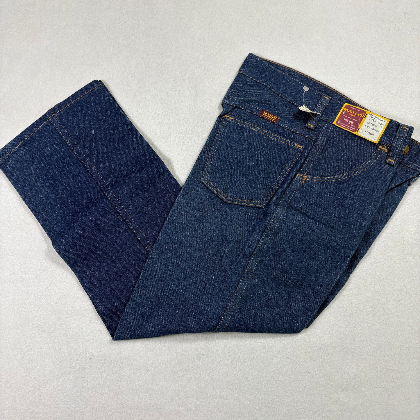 VTG Rustler by Wrangler Boys 10 Husky Jeans USA Made 28x24 Deadstock NOS NWT