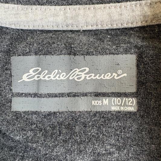 Eddie Bauer Kids Graphic T Shirt Moose Fox Canoe Camping Outdoors Gray Youth M