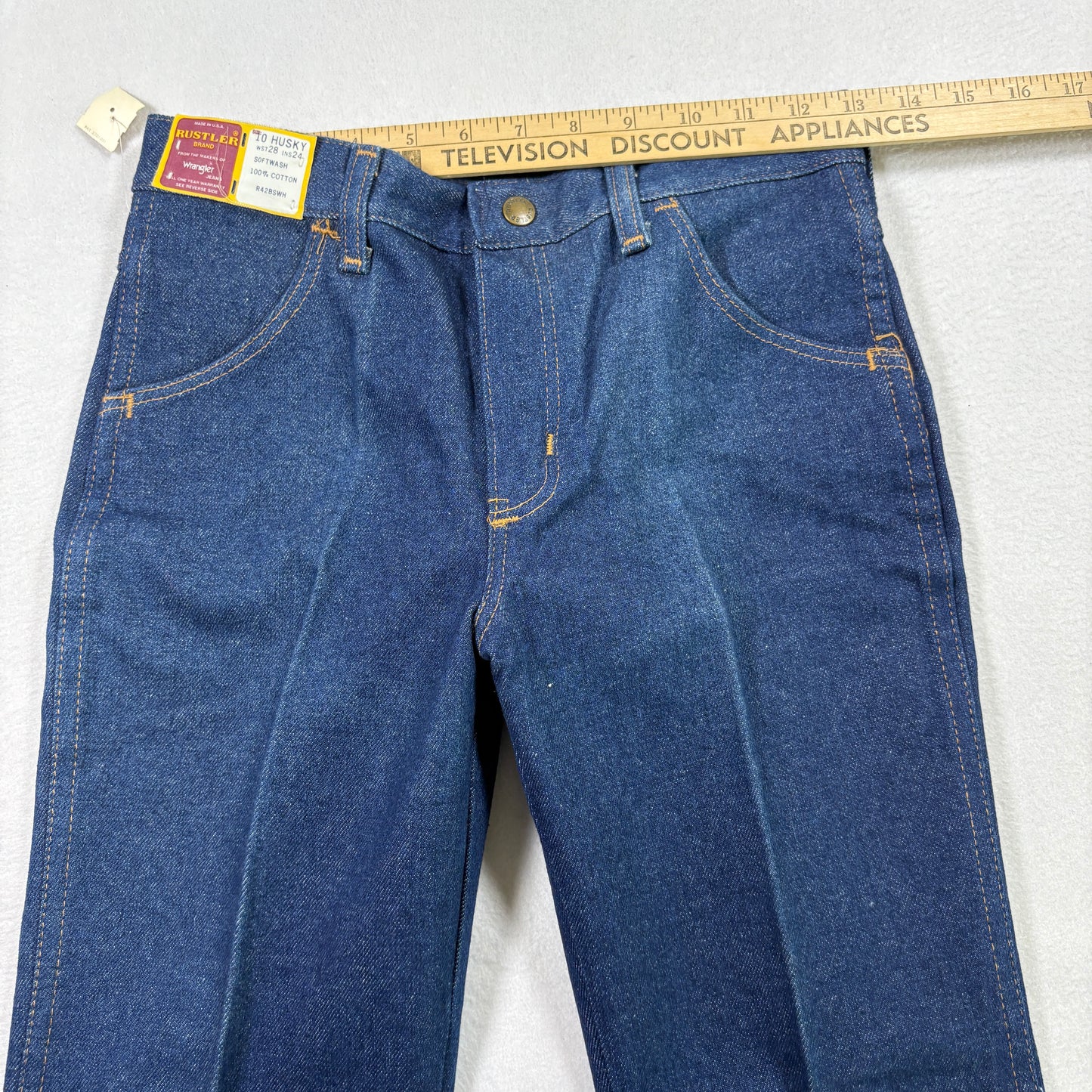 VTG Rustler by Wrangler Boys 10 Husky Jeans USA Made 28x24 Deadstock NOS NWT
