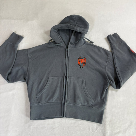 Marvel Spider Man Hoodie Youth Gray Zip Up Spider Logo Sleeve Graphic Kids M