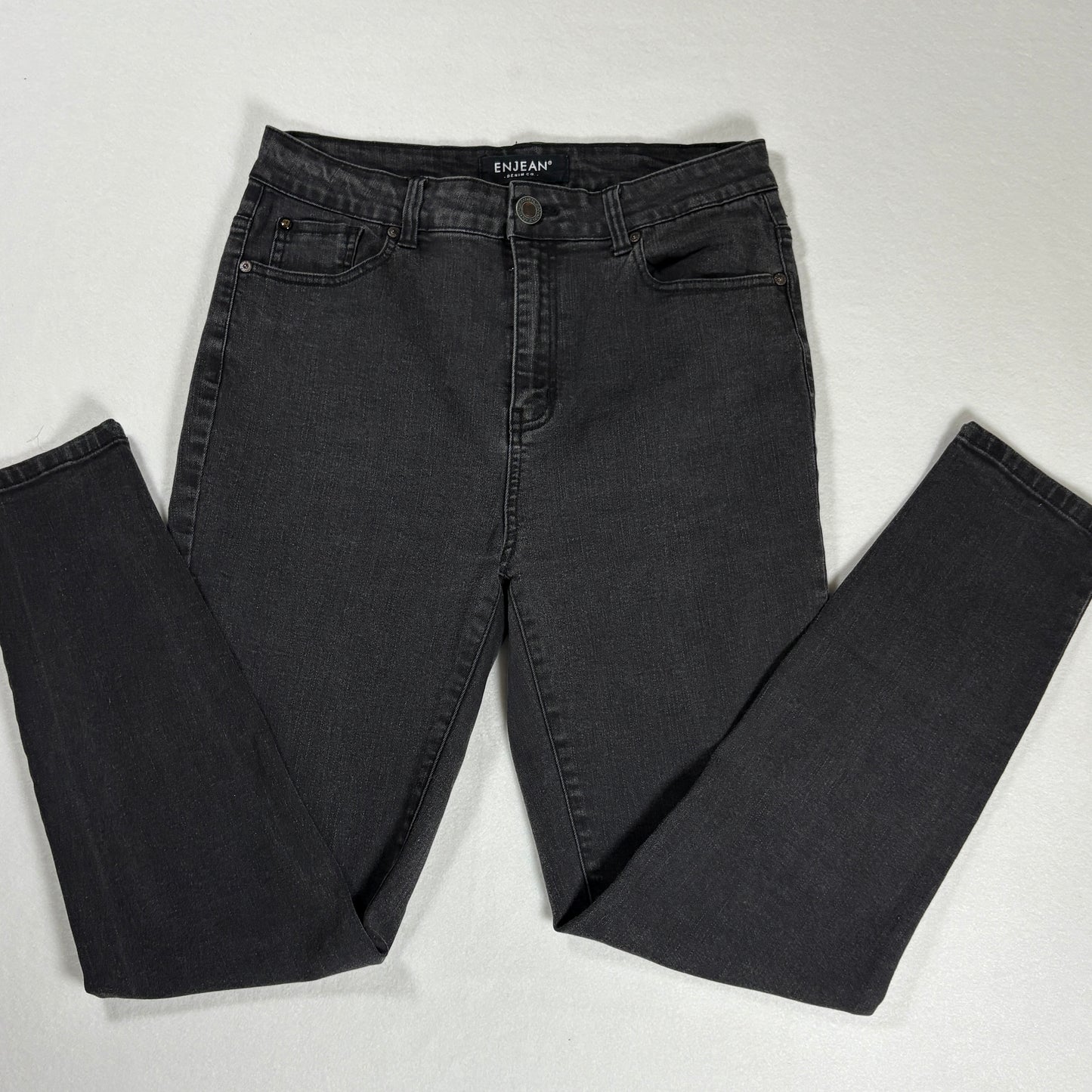 Enjean Denim Co Women’s Jeans Size 13 Black Wash Skinny Stretch Denim Pants