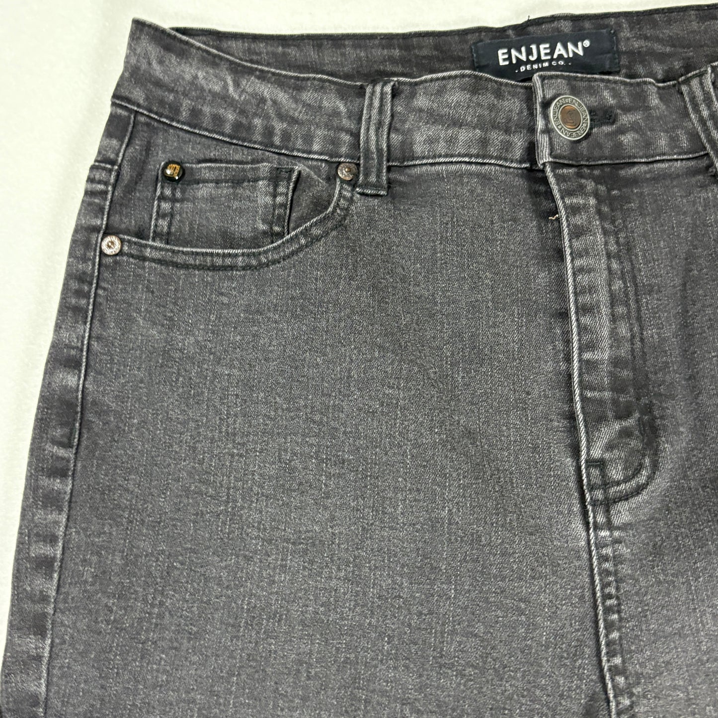 Enjean Denim Co Women’s Jeans Size 13 Black Wash Skinny Stretch Denim Pants