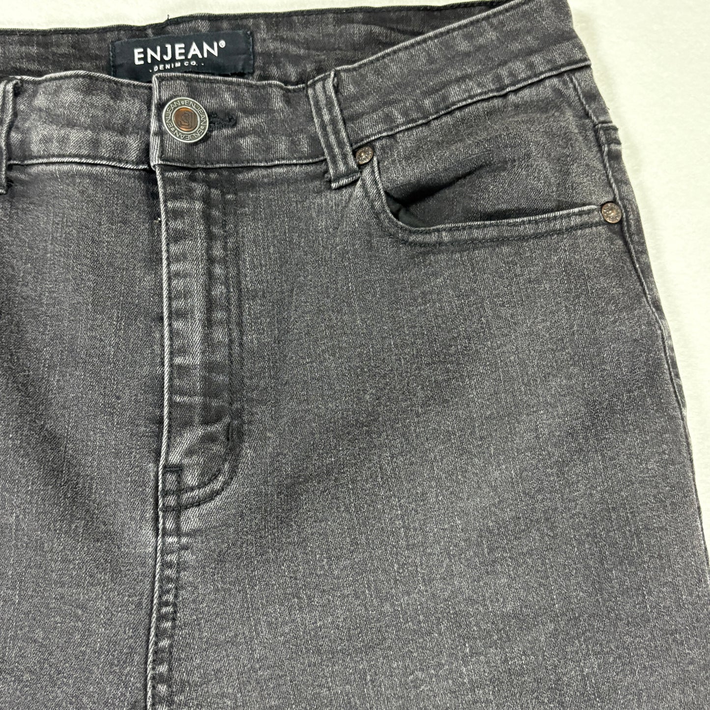 Enjean Denim Co Women’s Jeans Size 13 Black Wash Skinny Stretch Denim Pants