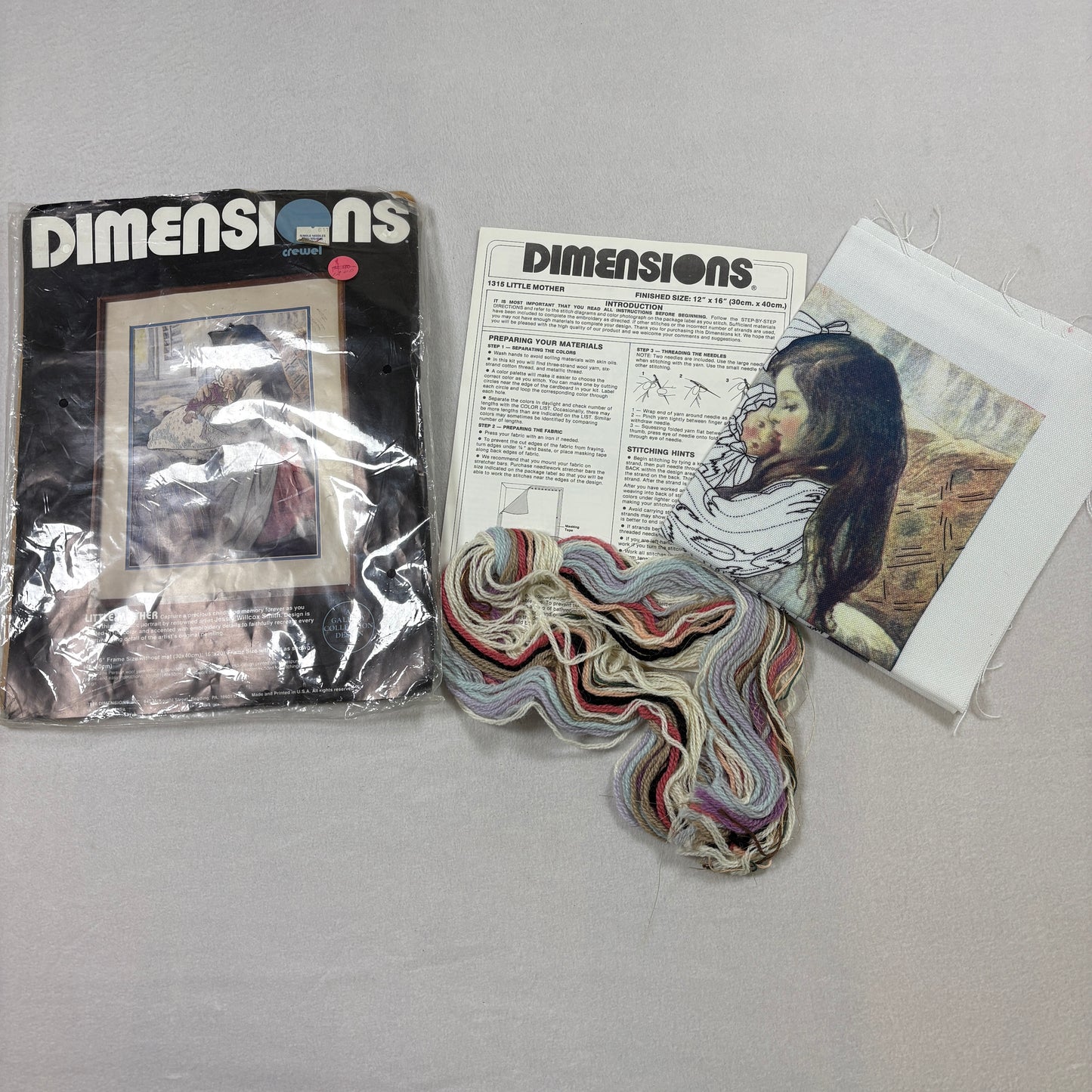 Dimensions Little Mother Crewel Embroidery Kit 1315 Vintage 1979 Complete