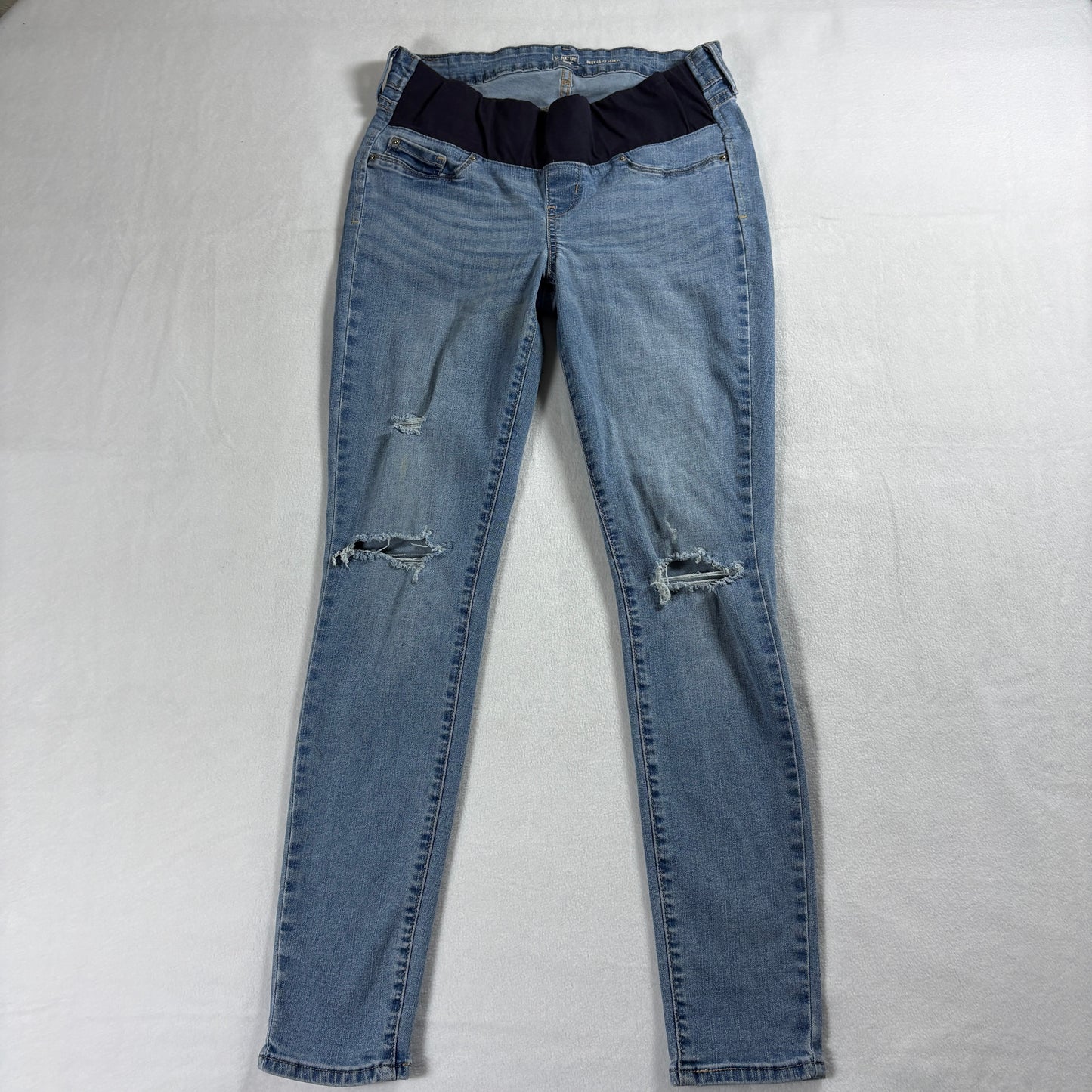 Levis Signature Maternity Jeans Womens Size S Blue Skinny Distressed Stretch Fit