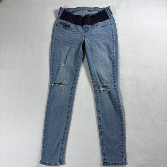 Levis Signature Maternity Jeans Womens Size S Blue Skinny Distressed Stretch Fit