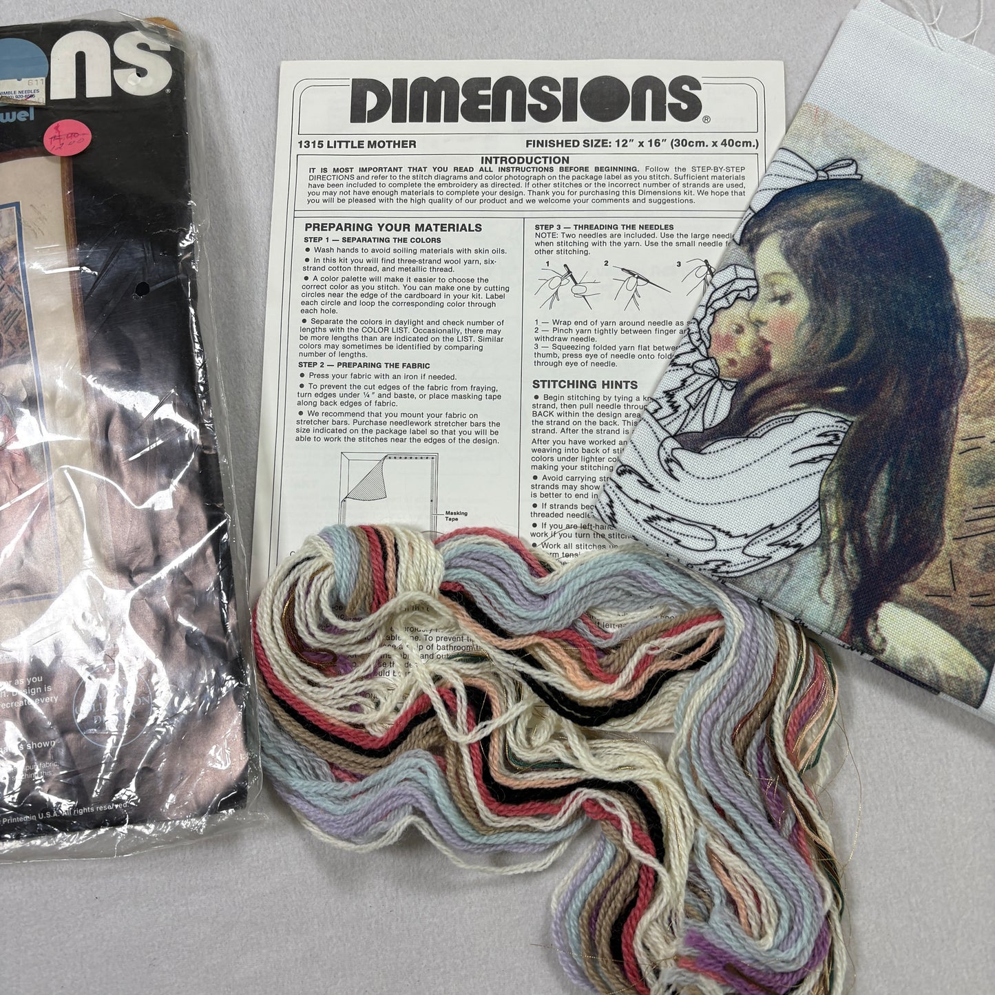 Dimensions Little Mother Crewel Embroidery Kit 1315 Vintage 1979 Complete