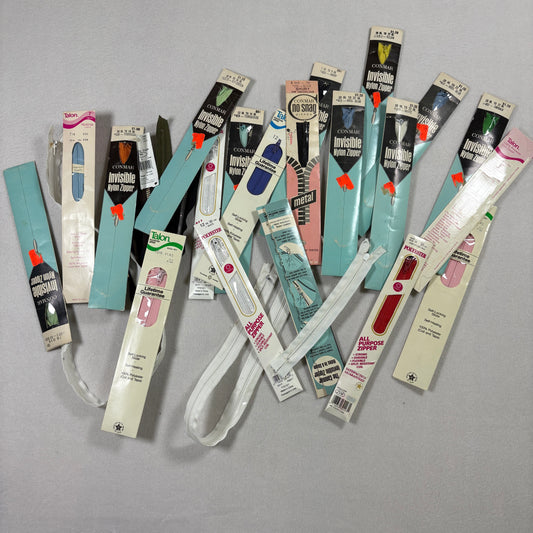 Lot 16 Vintage Talon Conmar Invisible Nylon Metal Sewing Zippers Mixed Colors