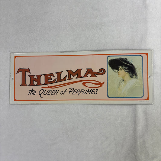 Vintage Thelma Queen Of Perfumes Metal Advertising Sign 1974 Sanford Heilner USA