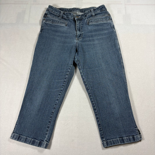 Riders By Lee Womens Size 12M Blue Denim Capri Jeans Mid Rise Stretch Casual
