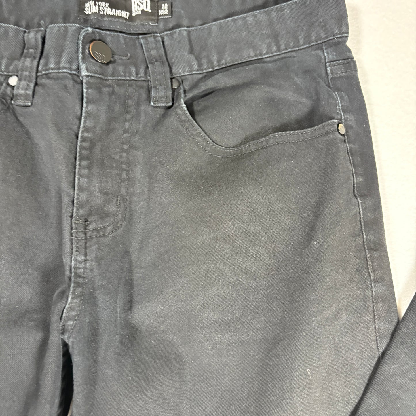 RSQ Jeans Men’s Black New York Slim Straight Denim Pants Size 32x32
