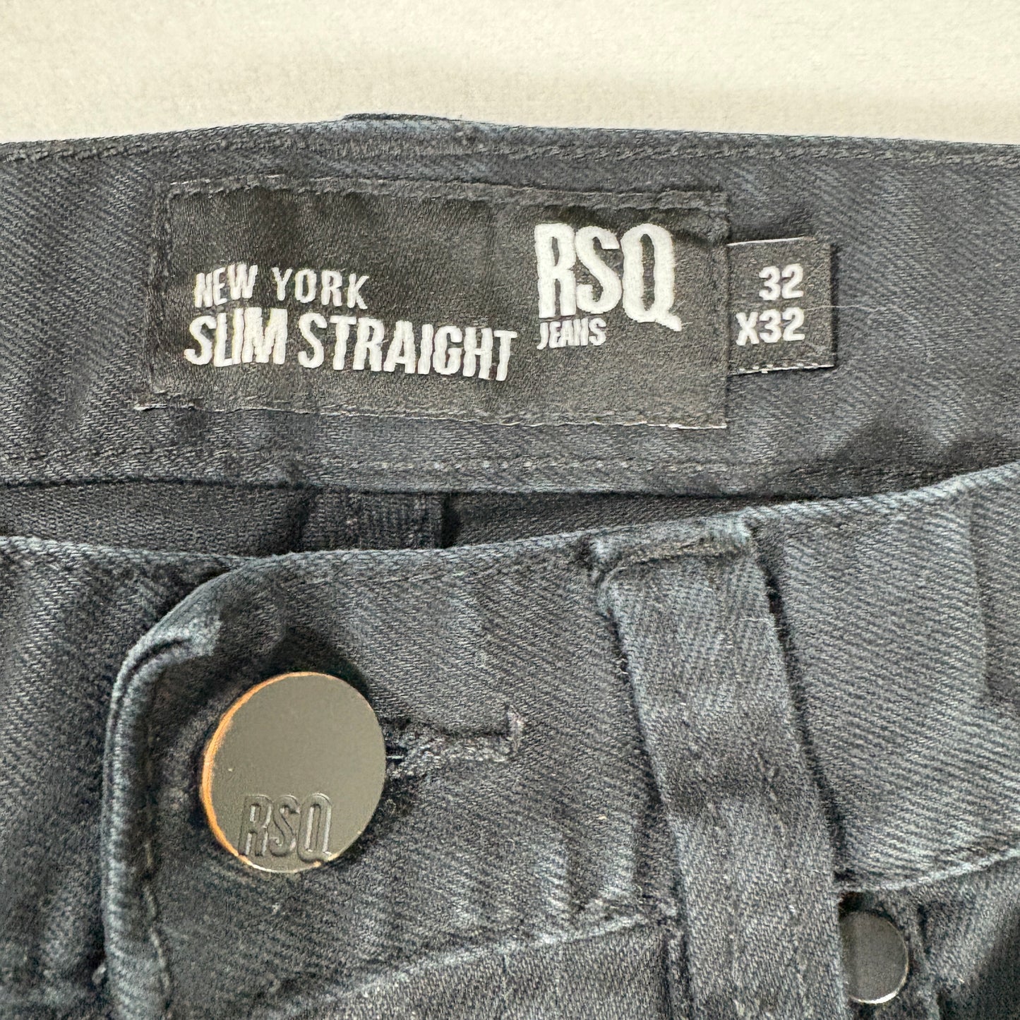 RSQ Jeans Men’s Black New York Slim Straight Denim Pants Size 32x32