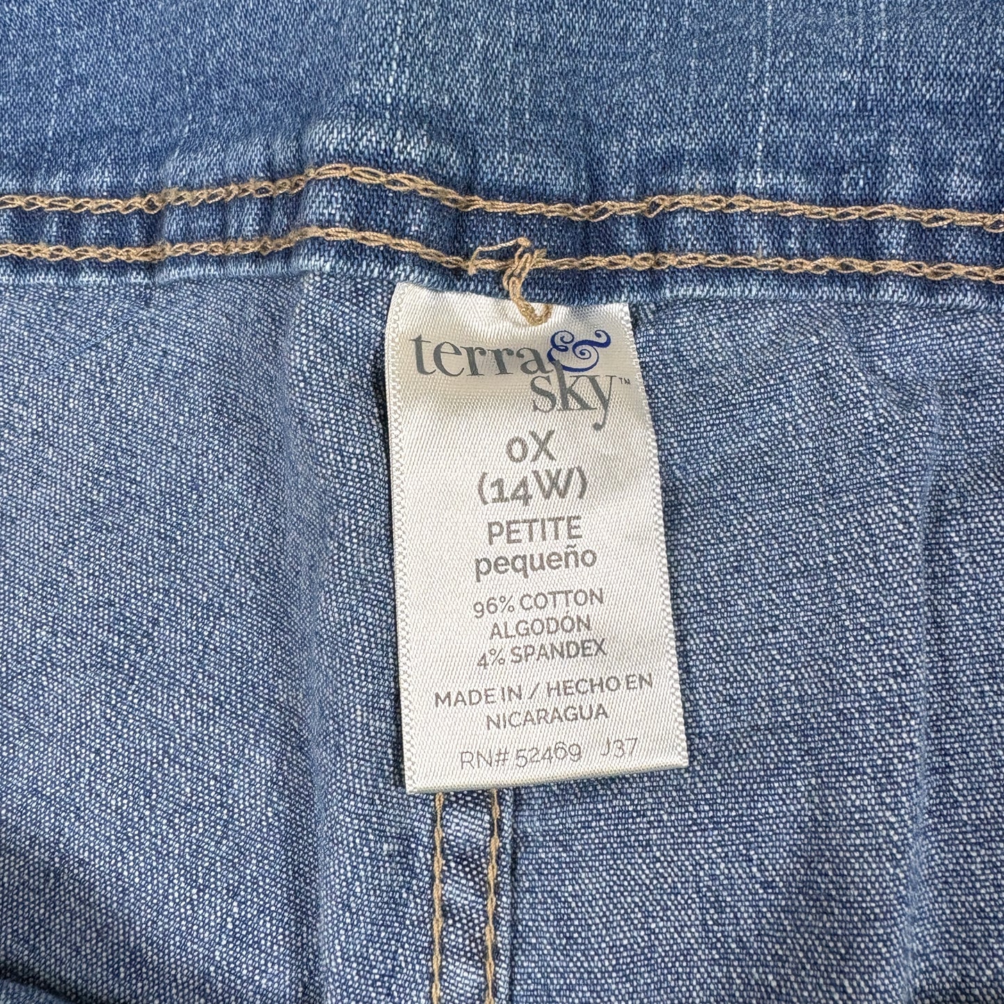 Terra & Sky Womens Plus 14W Petite Jeans NWT Straight Comfort Waist Stretch Denim