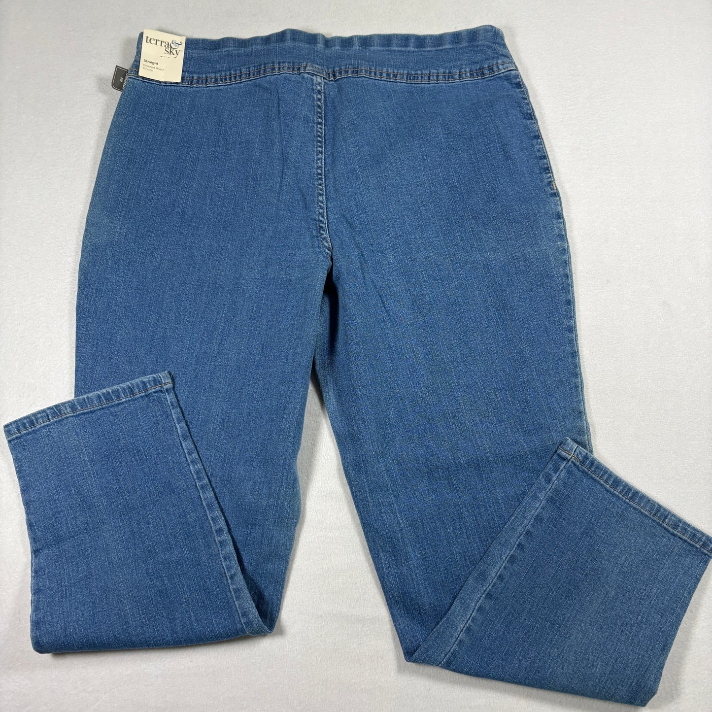 Terra & Sky Womens Plus 14W Petite Jeans NWT Straight Comfort Waist Stretch Denim