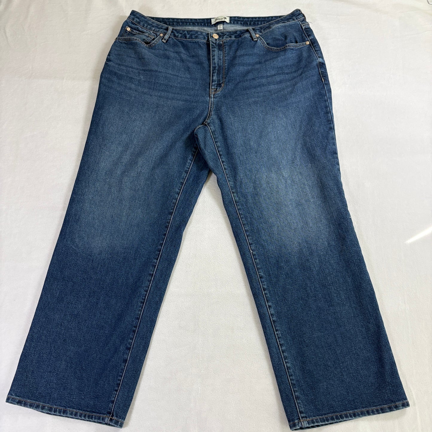 Seven7 Loose Straight Jeans Womens 18W Plus Blue Denim Mid Rise Relaxed Fit Pants