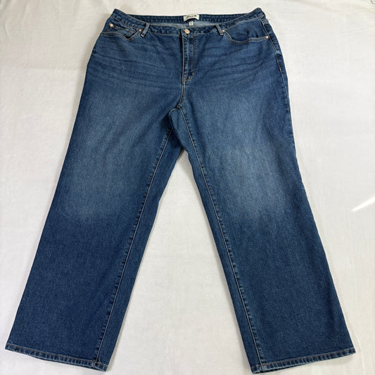 Seven7 Loose Straight Jeans Womens 18W Plus Blue Denim Mid Rise Relaxed Fit Pants