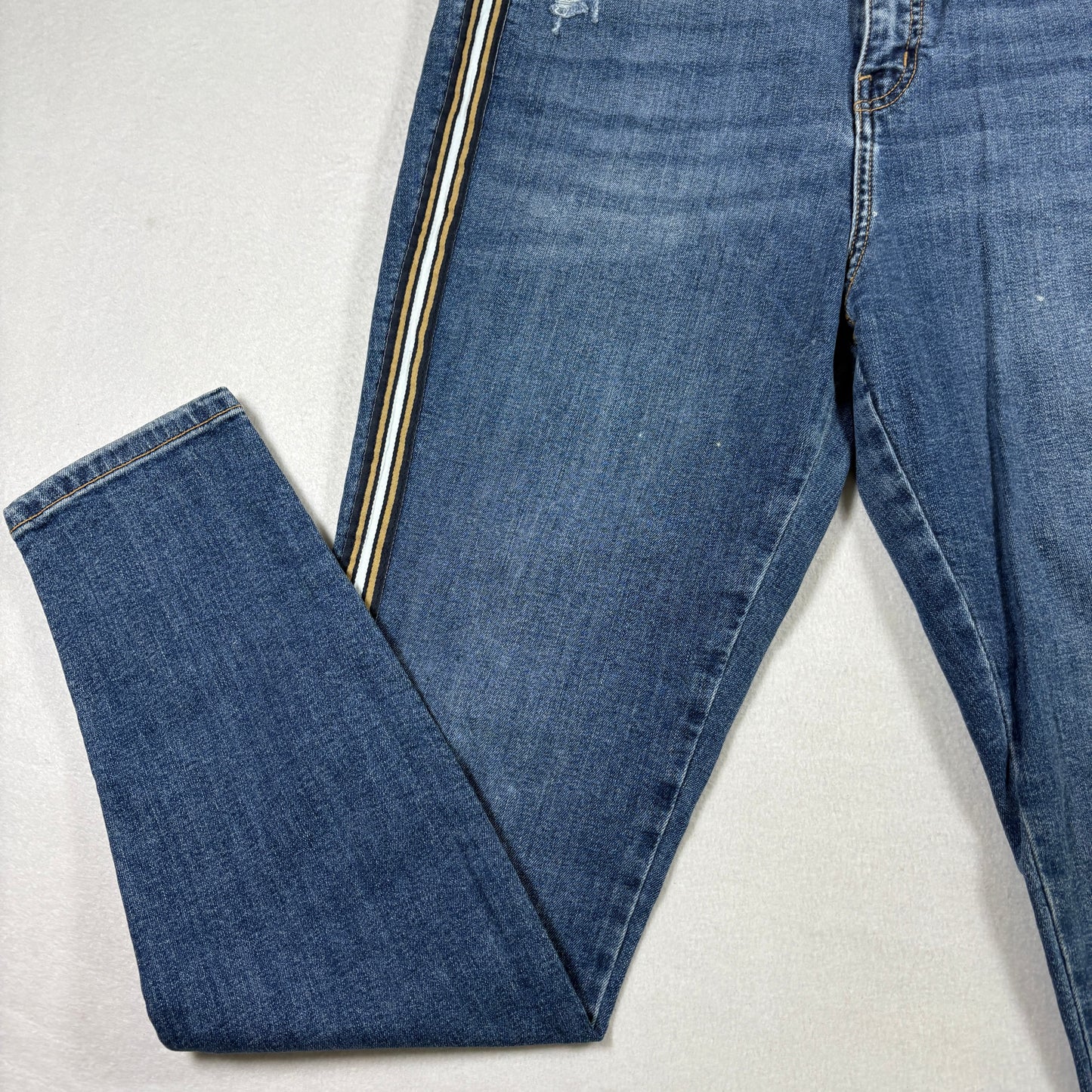 Wild Fable Womens Jeans 14/32R Y2K Racing Stripe Distressed Skinny Blue Denim