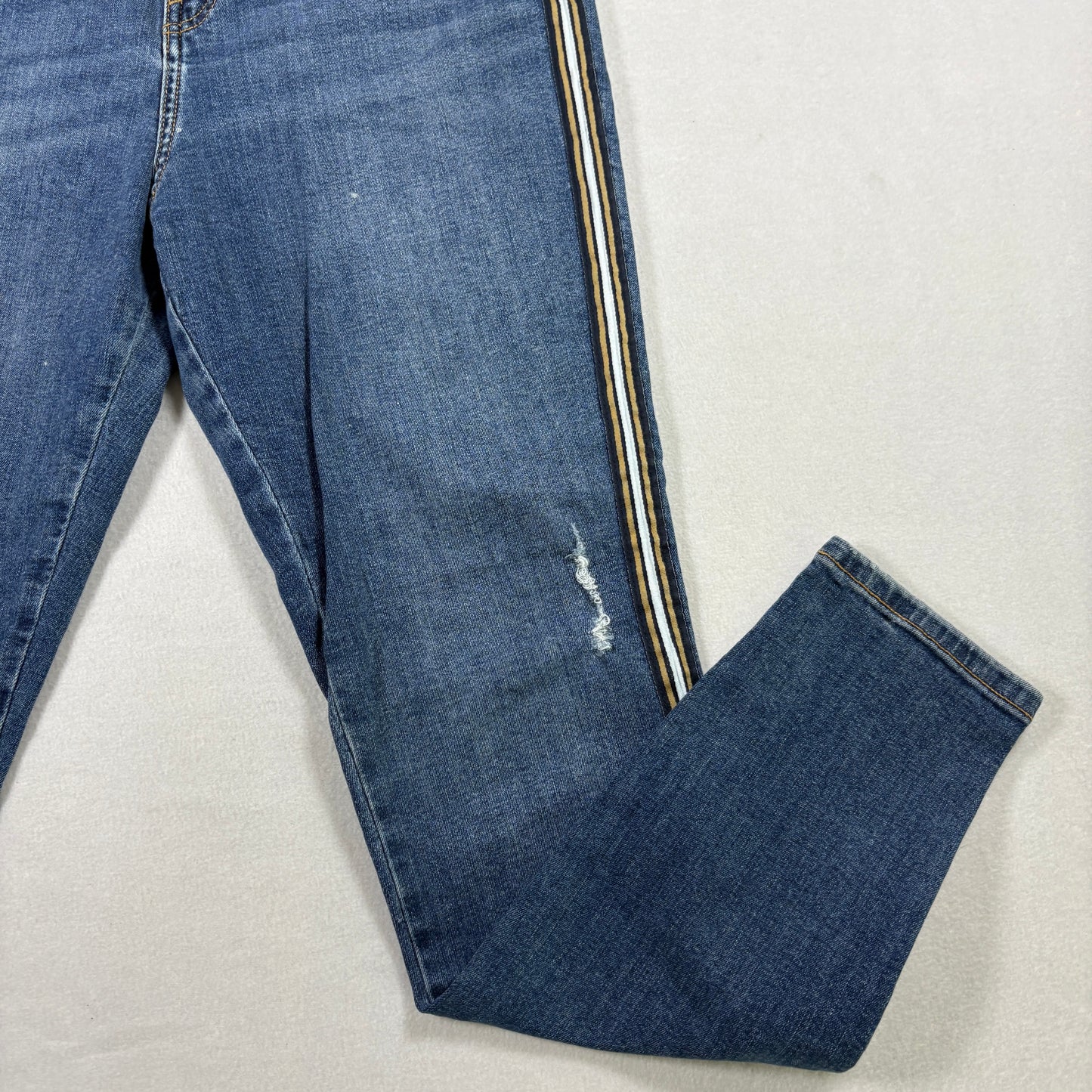 Wild Fable Womens Jeans 14/32R Y2K Racing Stripe Distressed Skinny Blue Denim