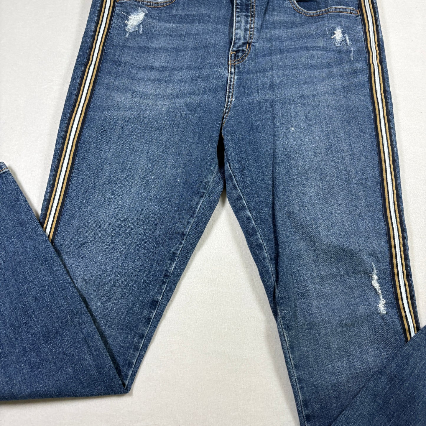 Wild Fable Womens Jeans 14/32R Y2K Racing Stripe Distressed Skinny Blue Denim