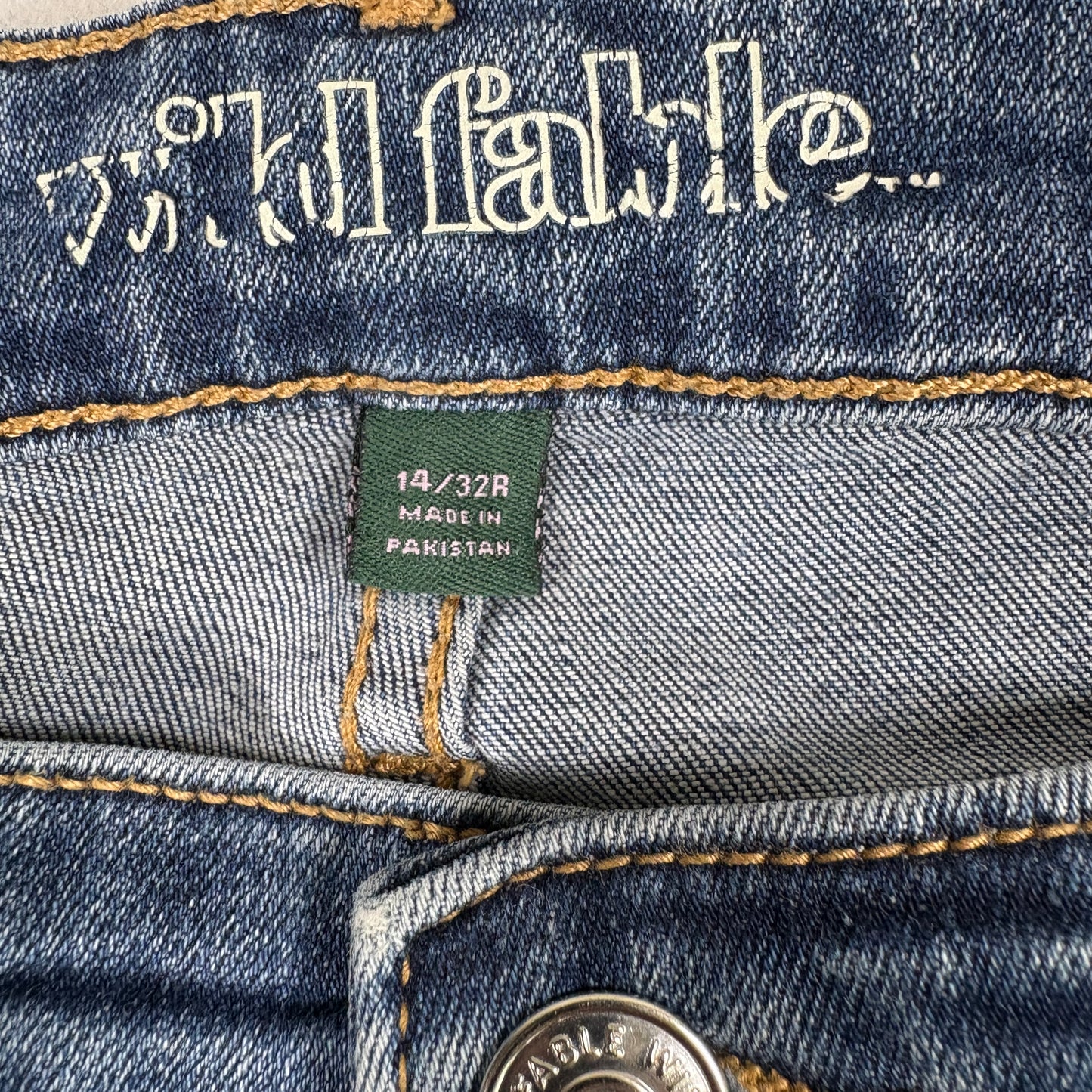 Wild Fable Womens Jeans 14/32R Y2K Racing Stripe Distressed Skinny Blue Denim