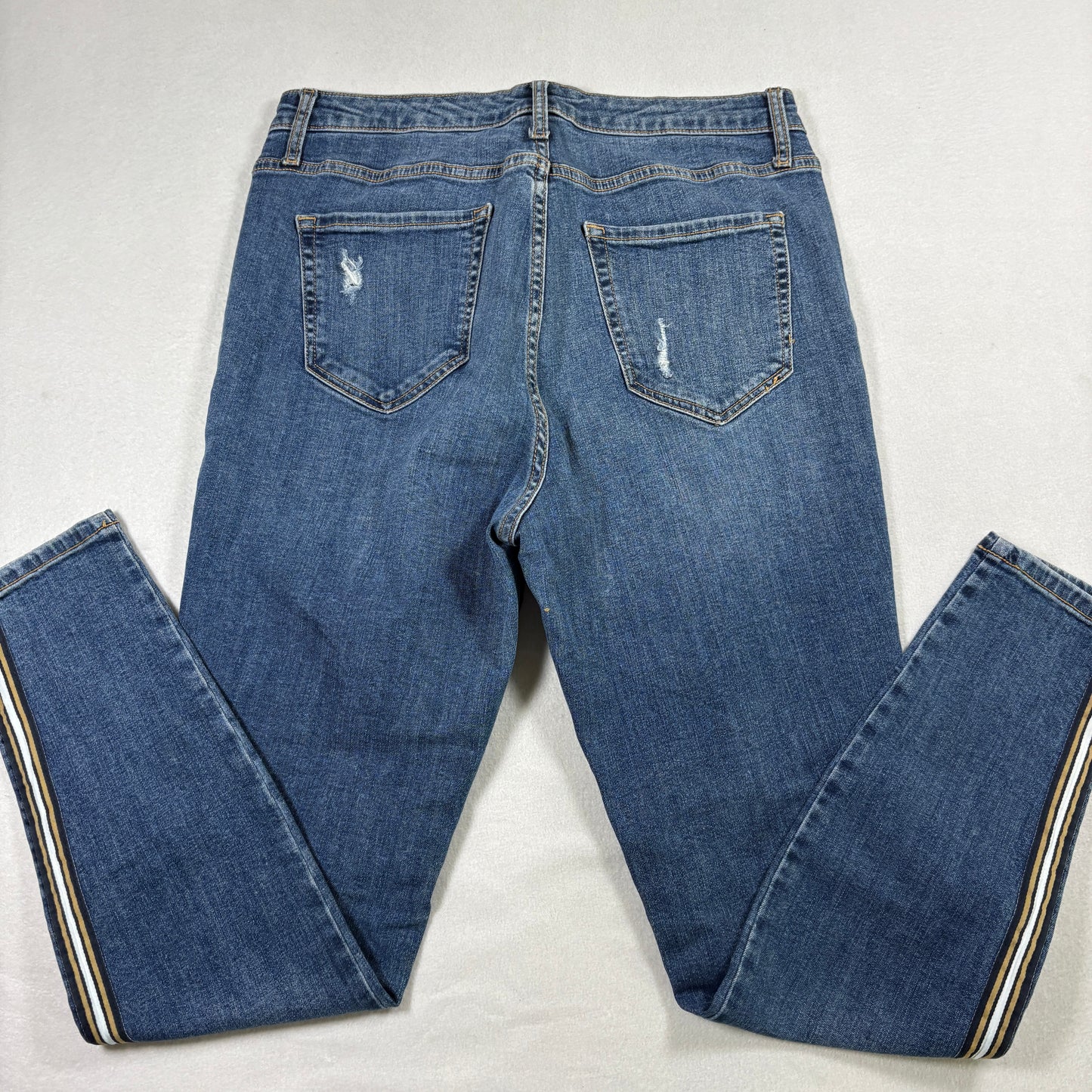 Wild Fable Womens Jeans 14/32R Y2K Racing Stripe Distressed Skinny Blue Denim