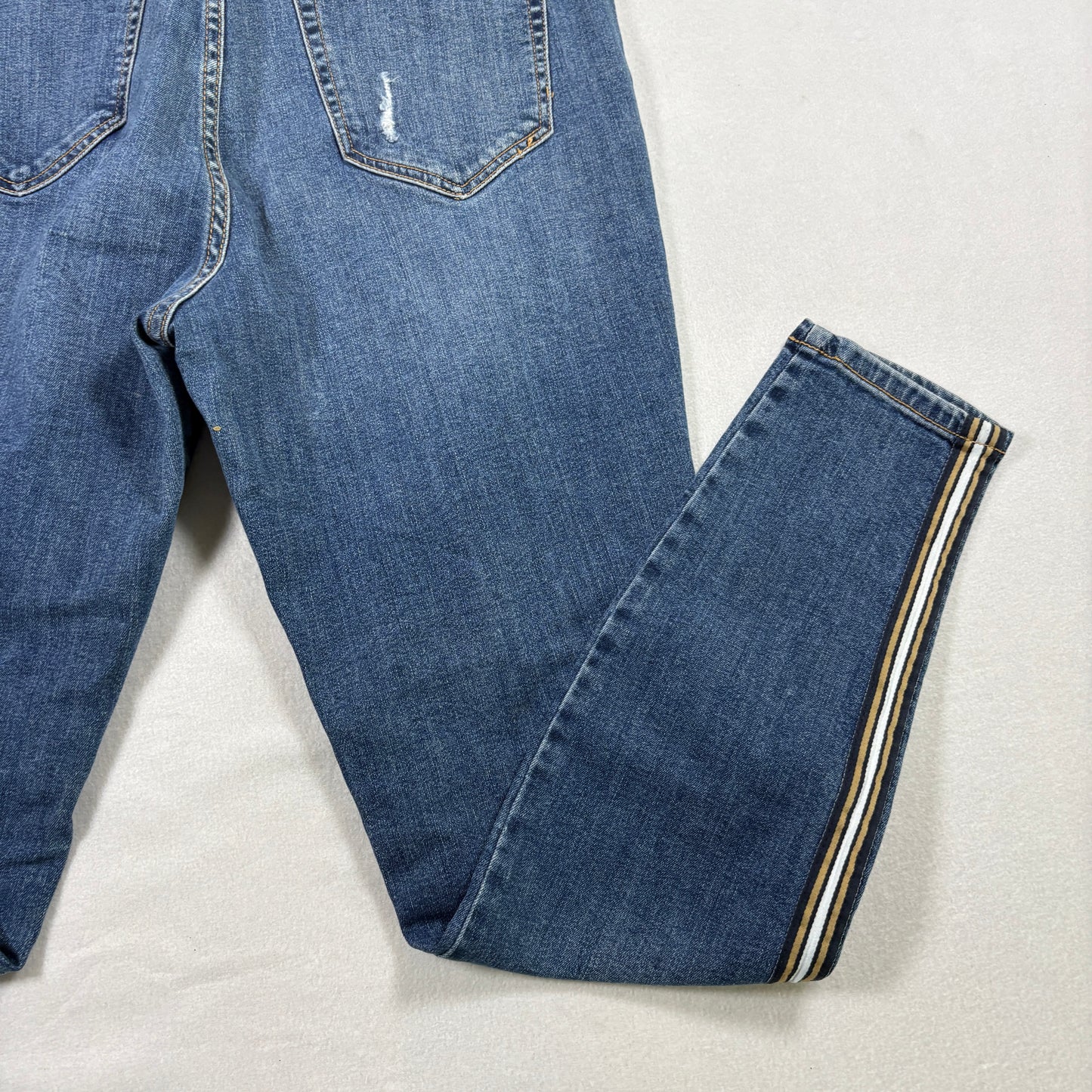 Wild Fable Womens Jeans 14/32R Y2K Racing Stripe Distressed Skinny Blue Denim