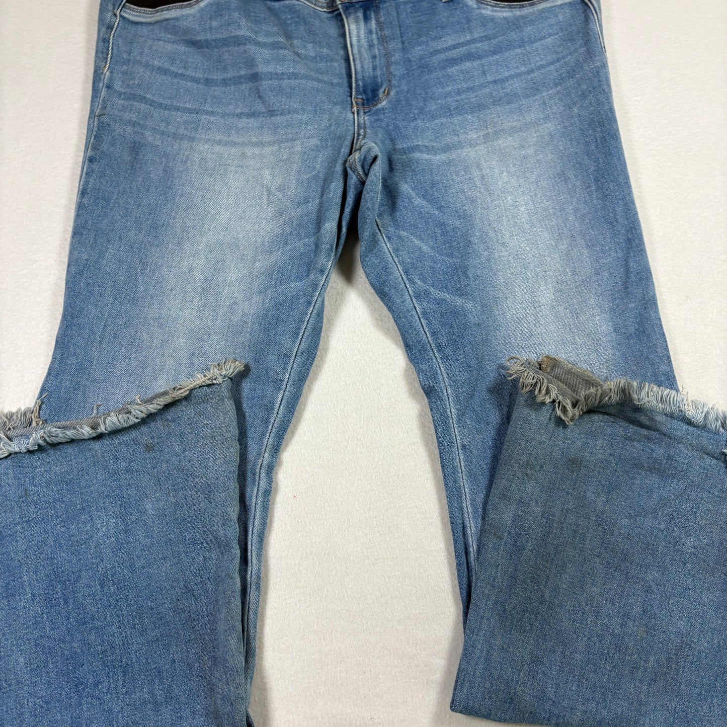 Kim Camo Maurices Womens Jeans 17/32 Y2K Raw Hem Distressed Grunge Blue Denim