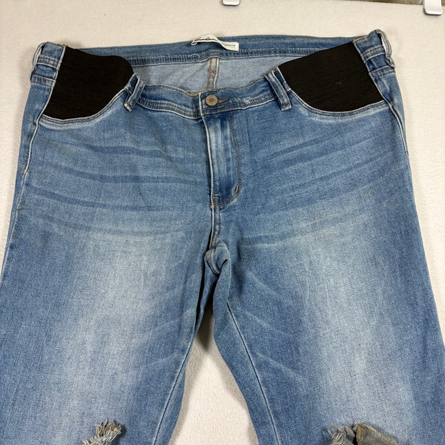 Kim Camo Maurices Womens Jeans 17/32 Y2K Raw Hem Distressed Grunge Blue Denim