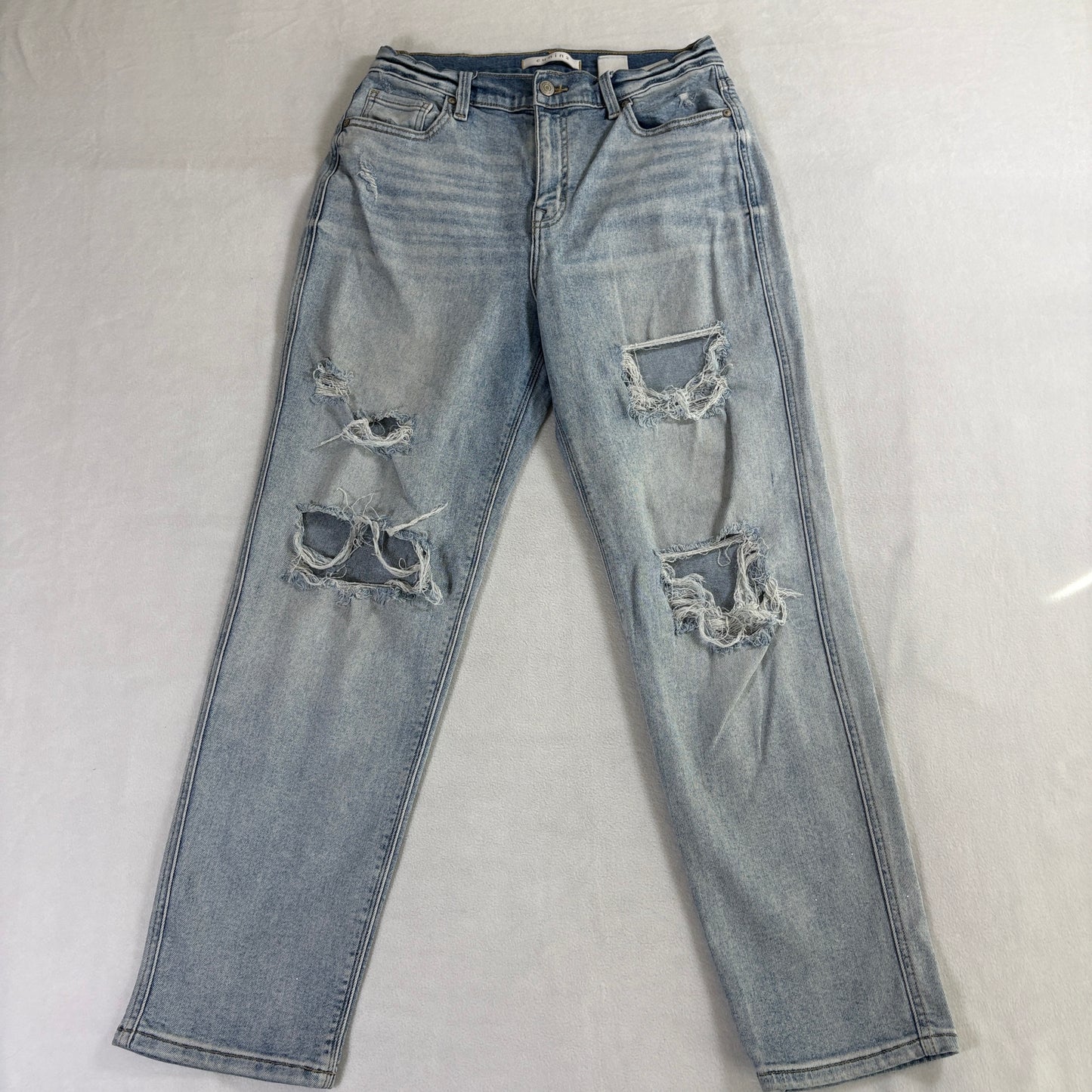 Eunina Rocky High Rise Mom Jeans Womens 9 Distressed Light Wash Denim Y2K Retro