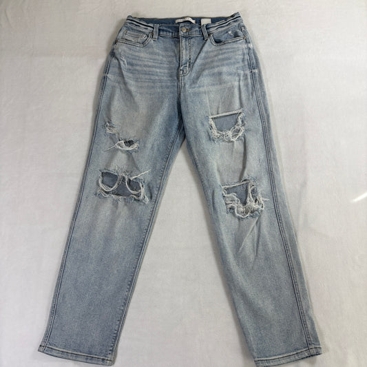 Eunina Rocky High Rise Mom Jeans Womens 9 Distressed Light Wash Denim Y2K Retro