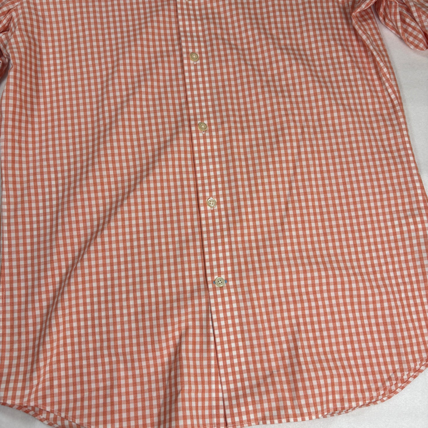 Banana Republic Shirt Grant Fit Large Orange White Gingham Check Button Down