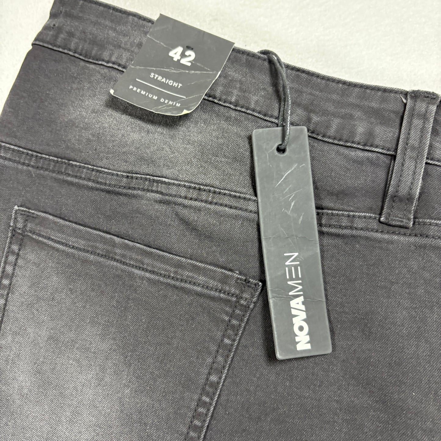 Nova Men Jeans 42 Black Distressed Carpenter Relaxed Fit Paint Splatter NWT