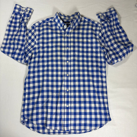 Gap Shirt Slim Fit Large Blue White Gingham Check Long Sleeve Button Down