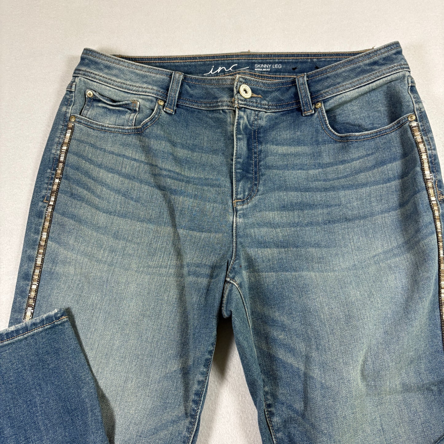 INC Womens Jeans 14 Skinny Leg Blue Denim Mid Rise Stretch Y2K Vintage Grunge