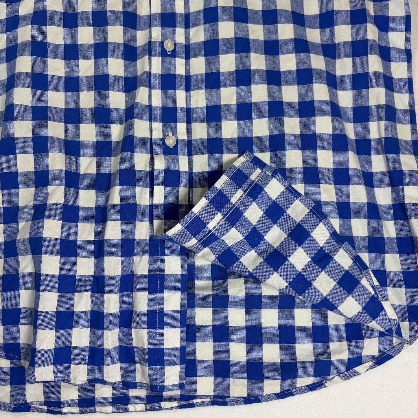 Gap Shirt Slim Fit Large Blue White Gingham Check Long Sleeve Button Down