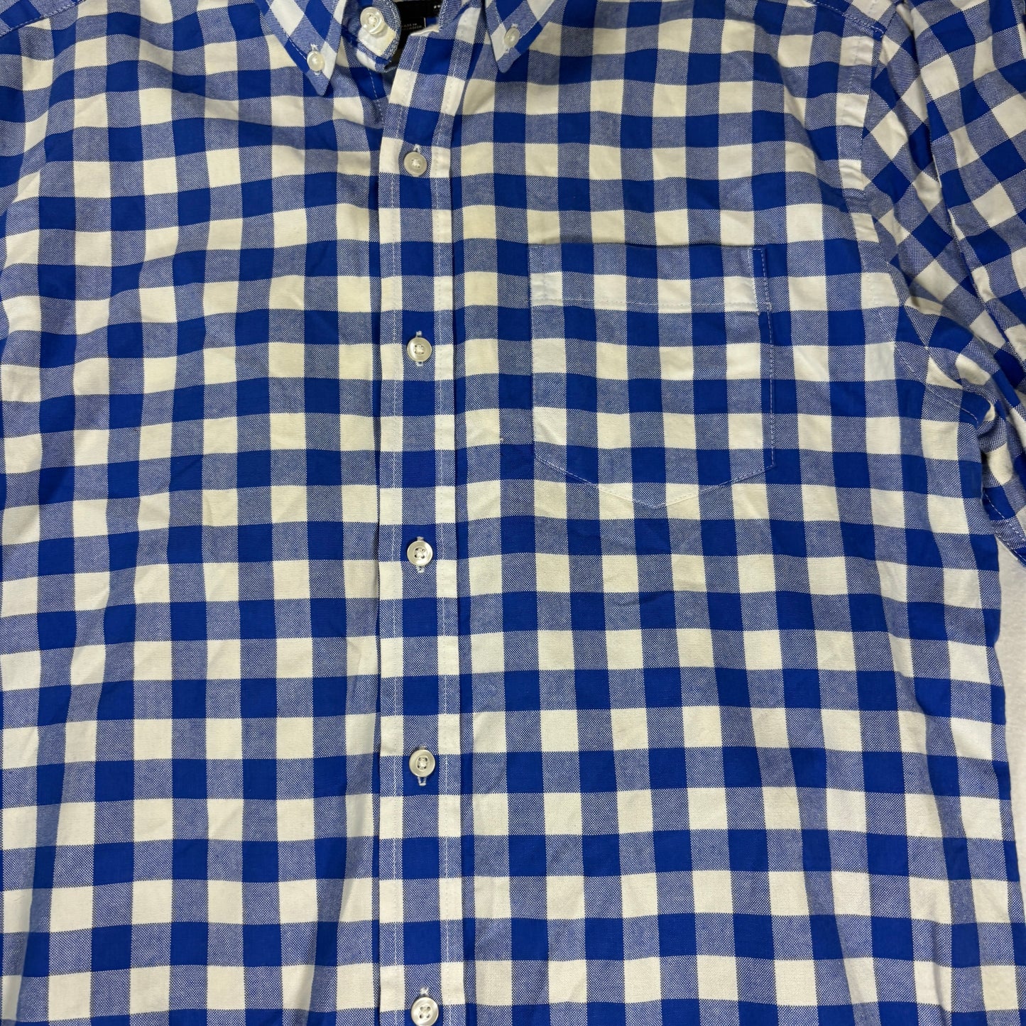 Gap Shirt Slim Fit Large Blue White Gingham Check Long Sleeve Button Down