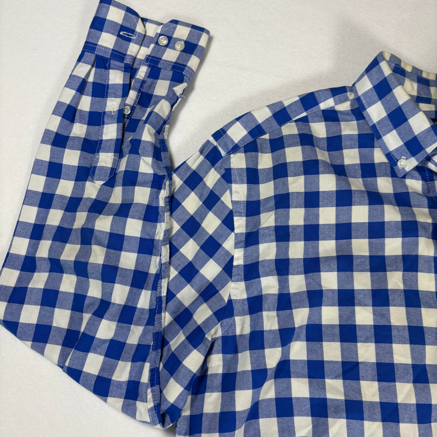 Gap Shirt Slim Fit Large Blue White Gingham Check Long Sleeve Button Down