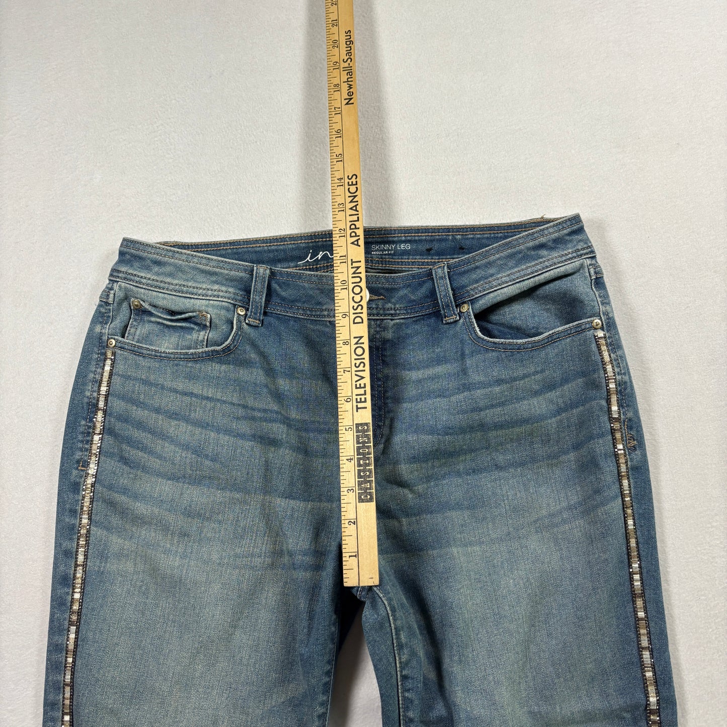 INC Womens Jeans 14 Skinny Leg Blue Denim Mid Rise Stretch Y2K Vintage Grunge