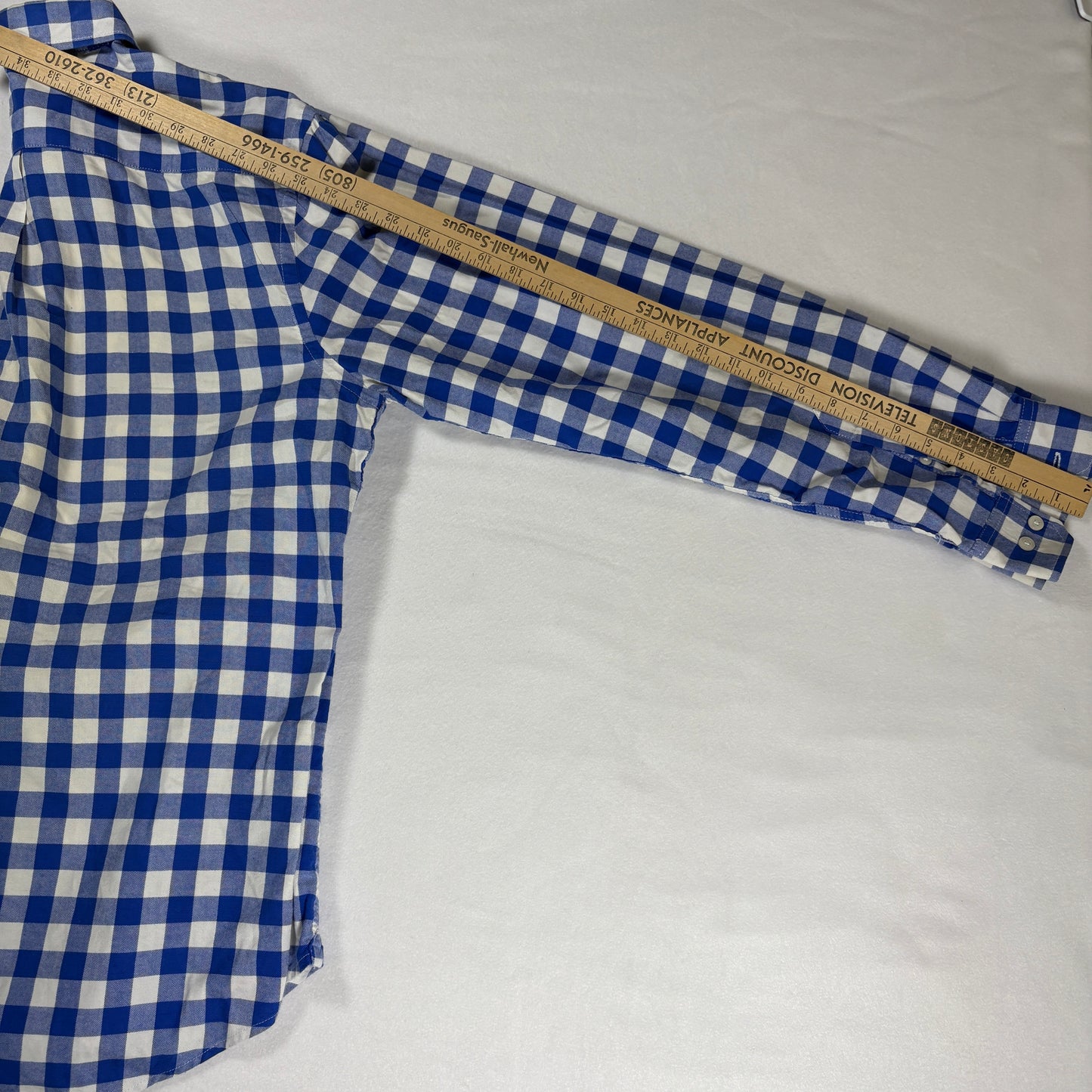 Gap Shirt Slim Fit Large Blue White Gingham Check Long Sleeve Button Down