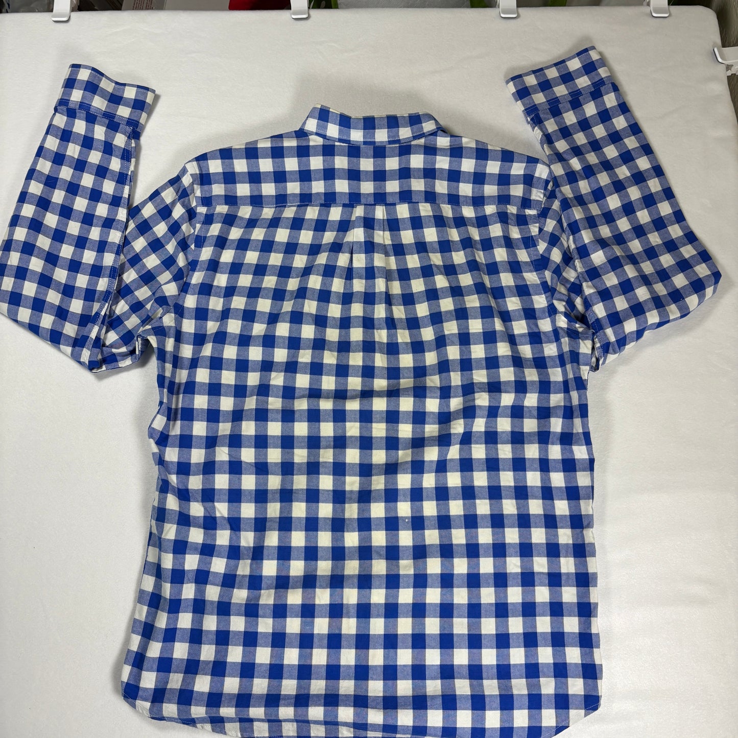 Gap Shirt Slim Fit Large Blue White Gingham Check Long Sleeve Button Down