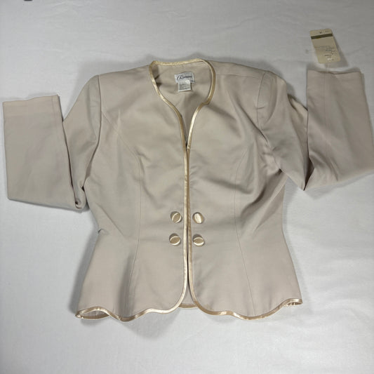 Rimini Blazer Jacket Womens 14 Beige Satin Trim Double Button Vintage NWT