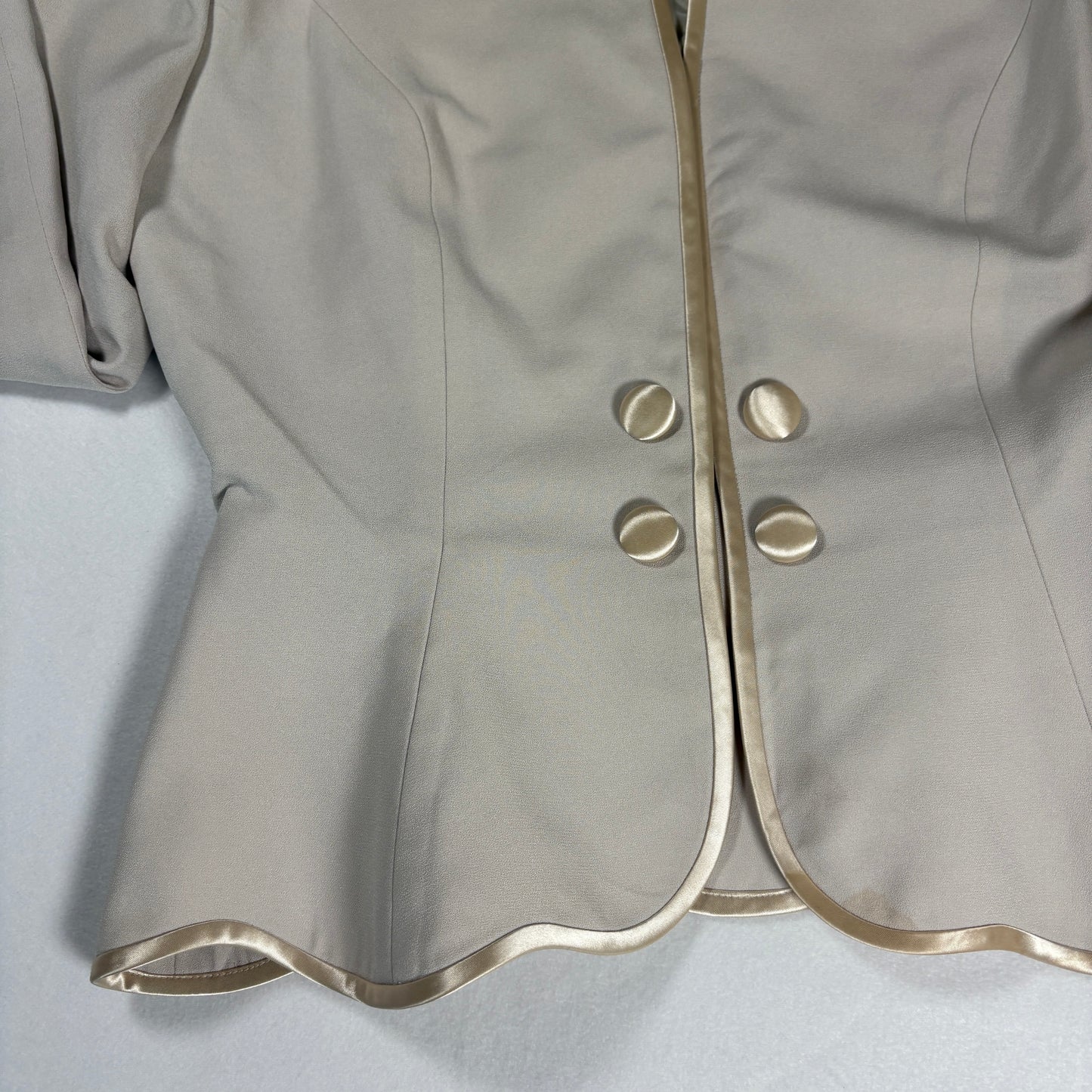 Rimini Blazer Jacket Womens 14 Beige Satin Trim Double Button Vintage NWT