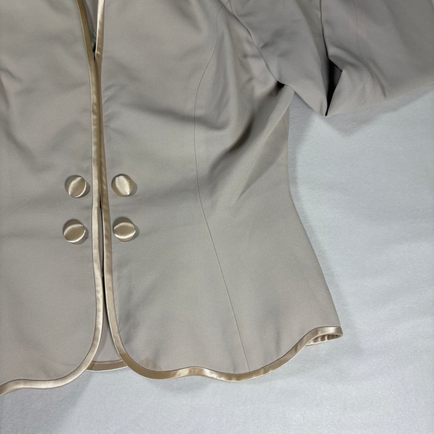 Rimini Blazer Jacket Womens 14 Beige Satin Trim Double Button Vintage NWT