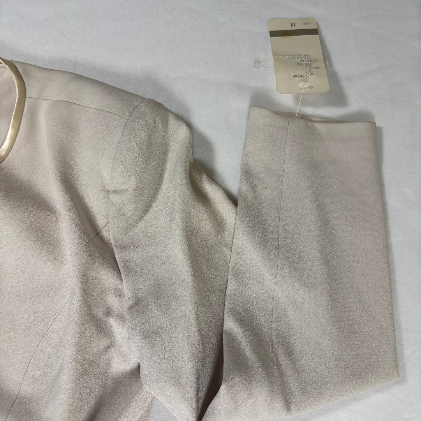 Rimini Blazer Jacket Womens 14 Beige Satin Trim Double Button Vintage NWT