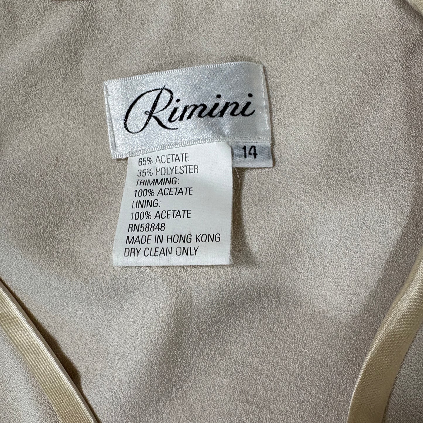 Rimini Blazer Jacket Womens 14 Beige Satin Trim Double Button Vintage NWT