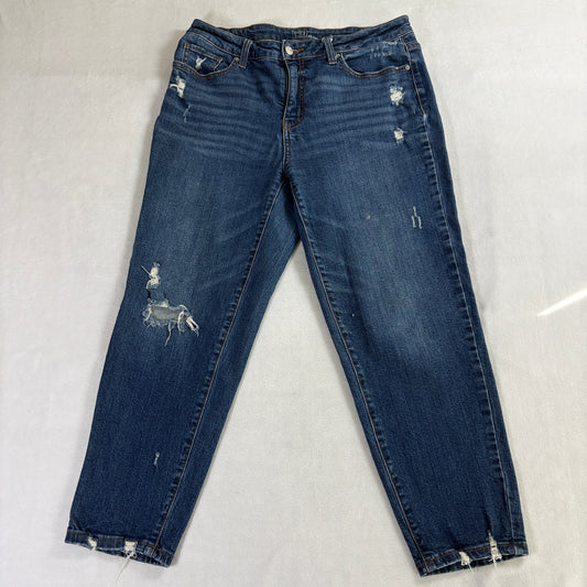 Time and Tru Womens 12 Mid Rise Distressed Skinny Jeans Stretch Blue Denim